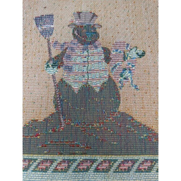 Vintage Snowman Tapestry Pillow Panel 18in Holiday Christmas Decor Winter Blue - Picture 4 of 15